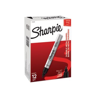 Foto 6 | Foto 6 | Rotuladores Permanentes Sharpie Metal Barrel Con Punta Redonda 12, Color Negro - Venta Internacional.