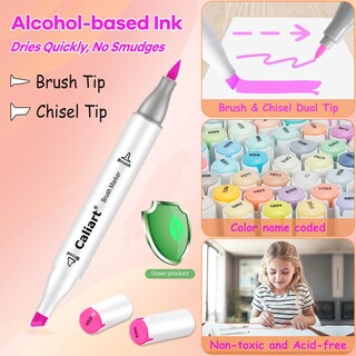 Foto 3 | Foto 3 | Juego De Rotuladores Caliart  18 Colores  Brocha Y Cincel  Doble Punta  Alcohol - Venta Internacional.