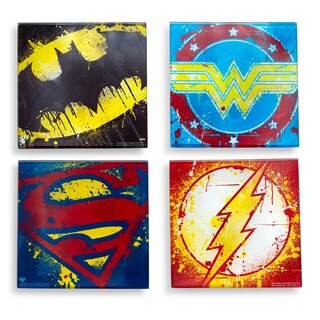 Foto 1 | Foto 1 | Set De 4 Logotipos De Superhéroes Con Grafiti De Dc Comics De Glass Coasters - Venta Internacional.