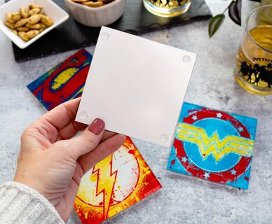 Foto 4 | Foto 4 | Set De 4 Logotipos De Superhéroes Con Grafiti De Dc Comics De Glass Coasters - Venta Internacional.