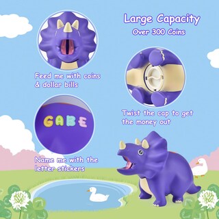 Foto 5 | Foto 5 | Hucha Con Forma De Dinosaurio Pjdrllc De Plástico Irrompible Para Niños - Venta Internacional.