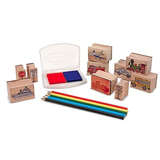 Foto 1 | Foto 1 | Venta Internacional - Set De Sellos De Melissa & Doug Wooden: Vehículos - 10 Sellos, 5 Lápices De Colores, Almohadilla D