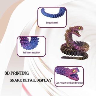 Foto 2 | Foto 2 | Animal Inquieto Con Forma De Serpiente Impreso En 3d Articulado Con Boca Que Se Puede Abrir - Venta Internacional.