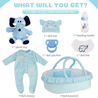 Foto 5 | Foto 5 | Set De Ropa Reborn Baby Doll Con Capazo Para Muñecas De 40 A 50 Cm - Venta Internacional.