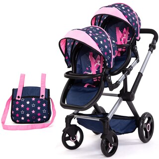 Foto 1 | Foto 1 | Cochecito Para Muñecas Bayer Design Xeo Twin Stars Azul Y Rosa, 46 Cm - Venta Internacional.