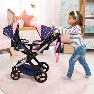 Foto 5 | Foto 5 | Cochecito Para Muñecas Bayer Design Xeo Twin Stars Azul Y Rosa, 46 Cm - Venta Internacional.