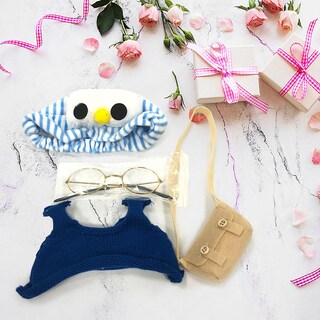 Foto 1 | Foto 1 | Set De Ropa Para Muñeca Lalafanfan De 30 Cm Con Gafas Gorra Y Suéter - Venta Internacional.