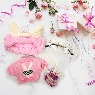Foto 3 | Foto 3 | Set De Ropa Para Muñeca Lalafanfan De 30 Cm Con Gafas Gorra Y Suéter - Venta Internacional.