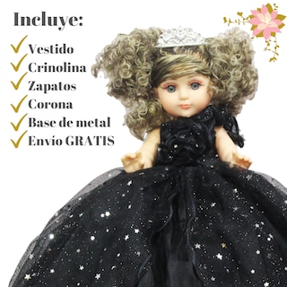 Foto 3 | Foto 3 | Muñeca Quinceañera Recuerdo 15 Años Negro China 33 Cm
