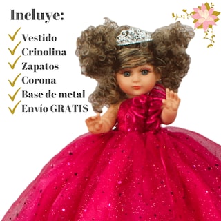 Foto 2 | Foto 2 | Muñeca Quinceañera Recuerdo 15 Años Fucsia Fiusha Rosa China 33 Cm