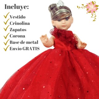 Foto 2 | Foto 2 | Muñeca Quinceañera Recuerdo 15 Años Rojo Peinada 70 Cm