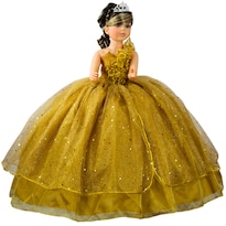 Muñeca Quinceañera Recuerdo 15 Años Dorado Peinado 70 Cm