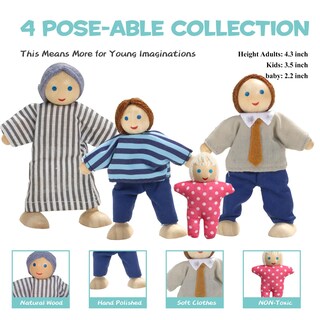 Foto 2 | Foto 2 | Venta Internacional - Juego De Muebles Para Casa De Muñecas De Madera Con Forma De Frijol Gigante, 36 Piezas Con 4 Muñecas