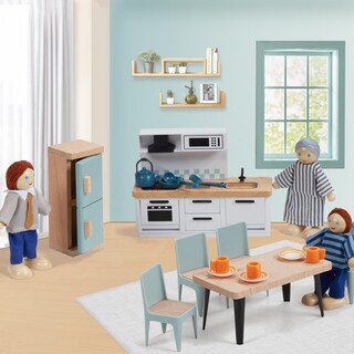 Foto 3 | Foto 3 | Venta Internacional - Juego De Muebles Para Casa De Muñecas De Madera Con Forma De Frijol Gigante, 36 Piezas Con 4 Muñecas