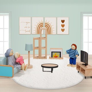 Foto 5 | Foto 5 | Venta Internacional - Juego De Muebles Para Casa De Muñecas De Madera Con Forma De Frijol Gigante, 36 Piezas Con 4 Muñecas