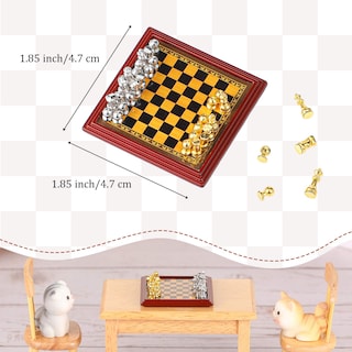 Foto 2 | Foto 2 | Set De Ajedrez En Miniatura Skylety 1:12 Dollhouse Con Tablero De Ajedrez - Venta Internacional.