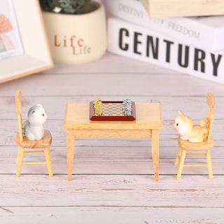 Foto 4 | Foto 4 | Set De Ajedrez En Miniatura Skylety 1:12 Dollhouse Con Tablero De Ajedrez - Venta Internacional.