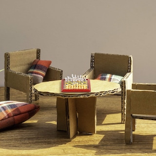 Foto 5 | Foto 5 | Set De Ajedrez En Miniatura Skylety 1:12 Dollhouse Con Tablero De Ajedrez - Venta Internacional.