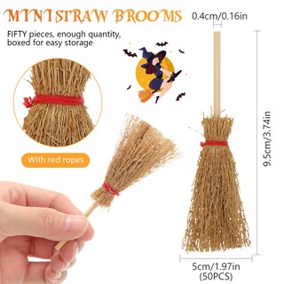 Foto 2 | Foto 2 | Escobas De Paja En Miniatura Para Decoración De Halloween, 50 Unidades - Venta Internacional.