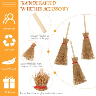 Foto 3 | Foto 3 | Escobas De Paja En Miniatura Para Decoración De Halloween, 50 Unidades - Venta Internacional.