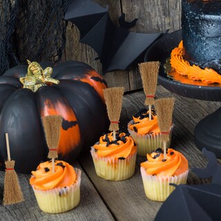 Foto 5 | Foto 5 | Escobas De Paja En Miniatura Para Decoración De Halloween, 50 Unidades - Venta Internacional.