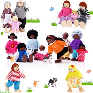 Foto 1 | Foto 1 | Juego Familiar De Dollhouse Skylety Wooden, 20 Piezas Con 16 Figuras - Venta Internacional.