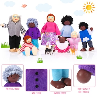 Foto 3 | Foto 3 | Juego Familiar De Dollhouse Skylety Wooden, 20 Piezas Con 16 Figuras - Venta Internacional.