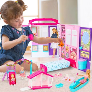 Foto 4 | Foto 4 | Doll House Style Shine, Portátil Y Plegable, Con Más De 60 Unidades Y 2 Muñecas - Venta Internacional.