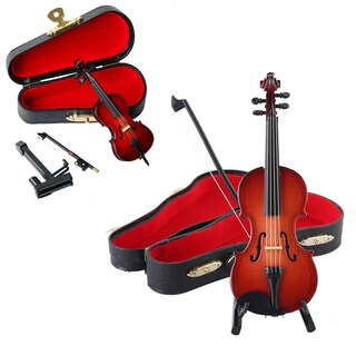 Foto 1 | Foto 1 | Violonchelo De Juguete En Miniatura De Madera Con Soporte, Lazo Y Funda Para Decoración Del Hogar - Venta Internacional.