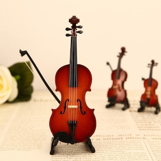 Foto 4 | Foto 4 | Violonchelo De Juguete En Miniatura De Madera Con Soporte, Lazo Y Funda Para Decoración Del Hogar - Venta Internacional.