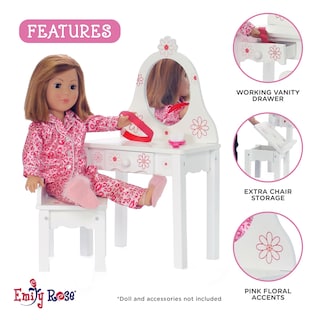 Foto 3 | Foto 3 | Juego De Tocador De Dormitorio Emily Rose De Doll Furniture Con Silla De 18 Pulgadas - Venta Internacional.