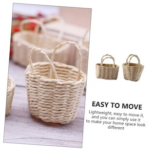 Foto 4 | Foto 4 | Minicesta De Flores Para Casa De Muñecas, Decoración De Ratán, Feltechelectr, 2 Unidades - Venta Internacional.