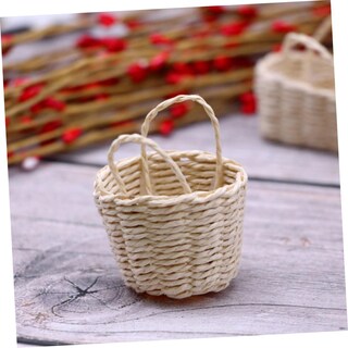 Foto 5 | Foto 5 | Minicesta De Flores Para Casa De Muñecas, Decoración De Ratán, Feltechelectr, 2 Unidades - Venta Internacional.