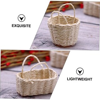 Foto 6 | Foto 6 | Minicesta De Flores Para Casa De Muñecas, Decoración De Ratán, Feltechelectr, 2 Unidades - Venta Internacional.