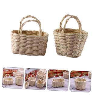 Foto 7 | Foto 7 | Minicesta De Flores Para Casa De Muñecas, Decoración De Ratán, Feltechelectr, 2 Unidades - Venta Internacional.