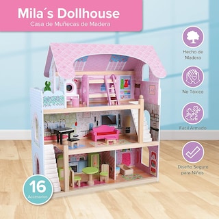 Foto 2 | Foto 2 | Casa de Muñecas con Muebles Casita para Niñas color Rosa