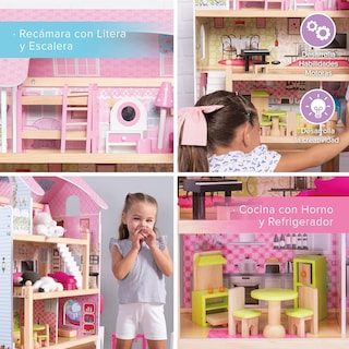 Foto 5 | Foto 5 | Casa de Muñecas con Muebles Casita para Niñas color Rosa