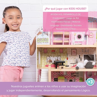 Foto 6 | Foto 6 | Casa de Muñecas con Muebles Casita para Niñas color Rosa