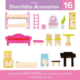 Foto 7 | Foto 7 | Casa de Muñecas con Muebles Casita para Niñas color Rosa