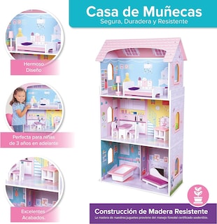 Foto 4 | Foto 4 | Casa de Muñecas de Madera para Niñas Scarlett Kids House color Rosa