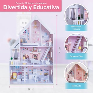 Foto 3 | Foto 3 | Casa de Muñecas de Madera con Muebles color Blanco