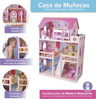 Foto 3 | Foto 3 | Casa de Muñecas con Muebles Kids House color RosaCasita para Niñas Emily