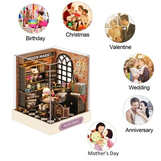 Foto 5 | Foto 5 | Kit De Casa De Muñecas En Miniatura Diy, Casa De Muñecas De Madera Con Led (luna) - Venta Internacional.