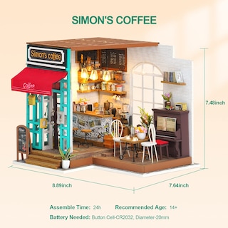 Foto 5 | Foto 5 | Kit De Casa De Muñecas En Miniatura Rowood Simon's Coffee A Escala 1:24 - Venta Internacional.