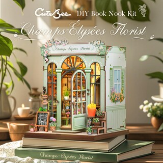 Foto 4 | Foto 4 | Kit De Casa De Muñecas En Miniatura Cutebee Book Nook Champs-élysées Florist - Venta Internacional.