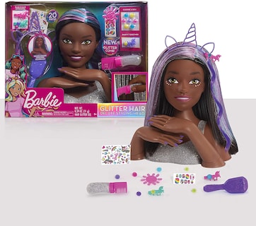Foto 2 | Foto 2 | Venta Internacional- Cabeza de Estilo Barbie Just Play Deluxe con Brillo y Accesorios para Peinar Pelo Negro