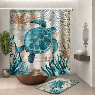 Foto 3 | Foto 3 | Cortina De Ducha Miracille Sea Turtle Waterproof Octopus - Venta Internacional.