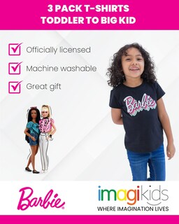 Foto 2 | Foto 2 | Camiseta Barbie Big Girls Rosa/negra 14-16 Años - Venta Internacional.