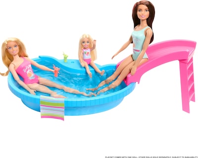 Foto 3 | Foto 3 | Playset Barbie Doll & Pool Con Acceso A Tobogán, Toalla Y Bebida. - Venta Internacional.