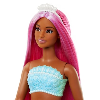 Foto 2 | Foto 2 | Muñeca Barbie Sirena Con Pelo Y Diadema De Fantasía De Color Magenta - Venta Internacional.
